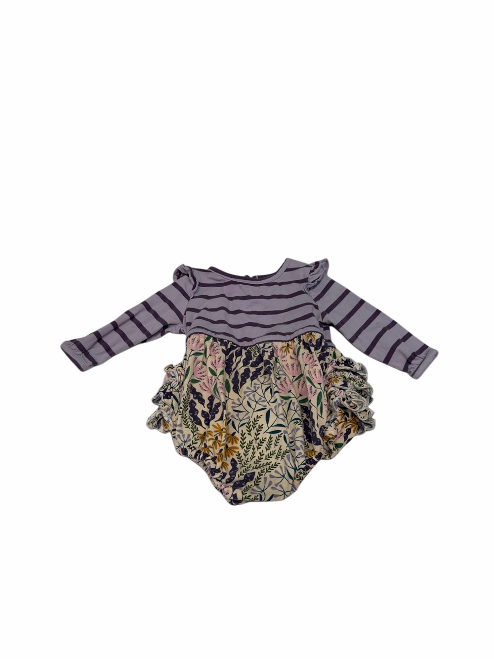 Ruffle Butts baby Long-Sleeve one piece Purple Flowers‎ girl 6-12 month